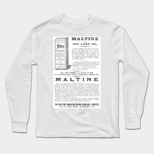 The Maltine Manufacturing Company - Cod Liver Oil - 1891 Vintage Advert Long Sleeve T-Shirt